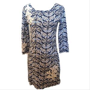 Lilly Pulitzer long sleeve navy white & blue 100% Pima cotton dress, S